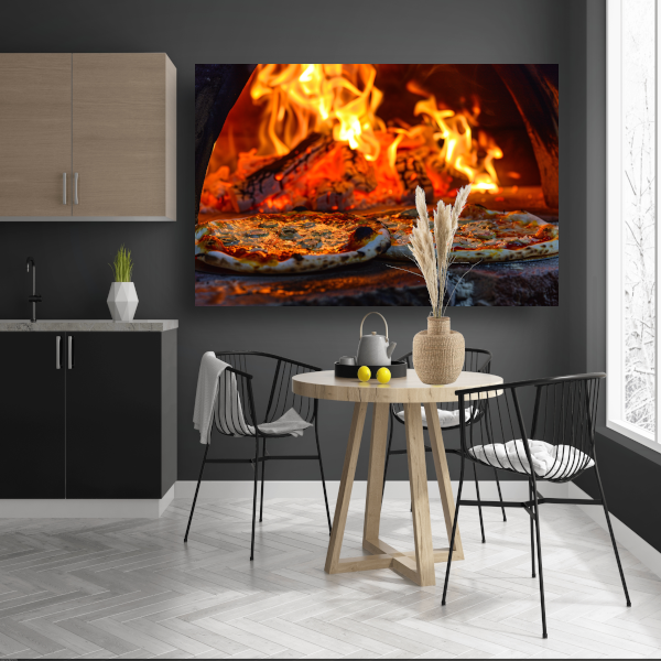 Minimalistische pizza in de oven poster