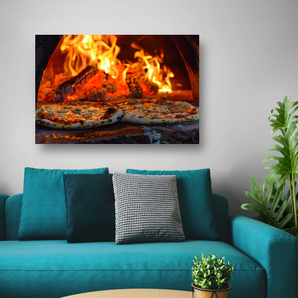 Minimalistische pizza in de oven poster