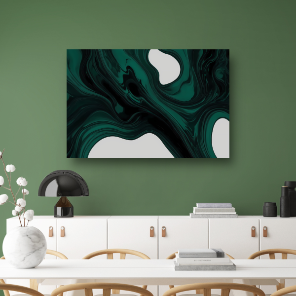 Dynamische Smaragdgroene Abstractie canvas met baklijst