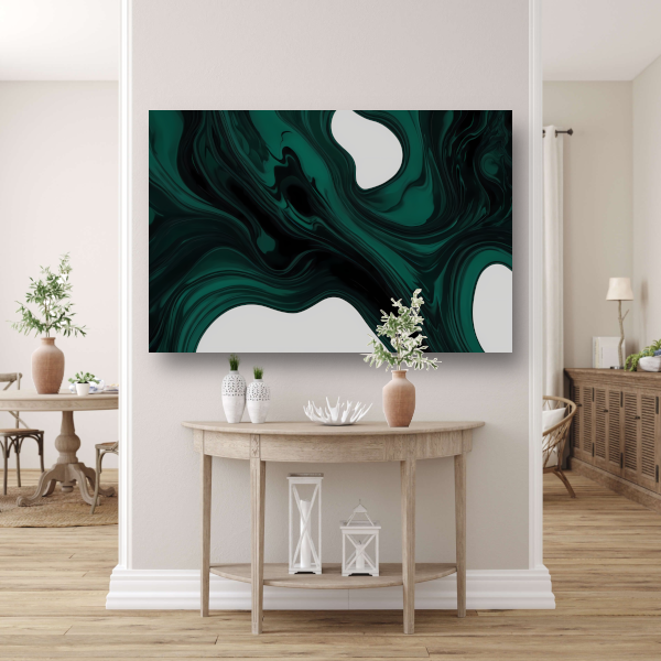 Dynamische Smaragdgroene Abstractie canvas met baklijst