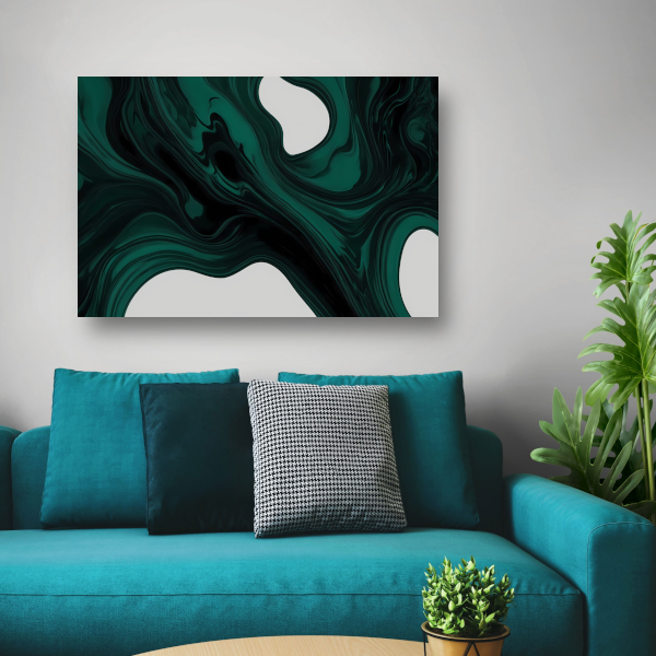 Dynamische Smaragdgroene Abstractie canvas met baklijst
