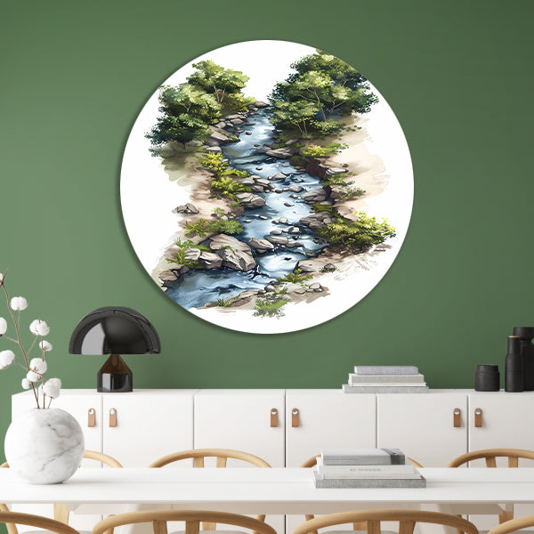 Digitale Rivierlandschap Kunst forex muurcirkel