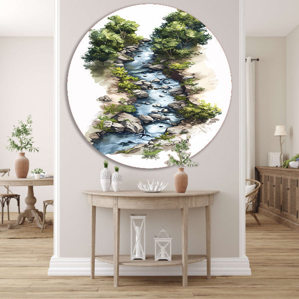 Digitale Rivierlandschap Kunst forex muurcirkel