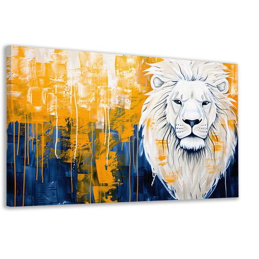 Realistische leeuw met abstracte kleurenachtergrond canvas