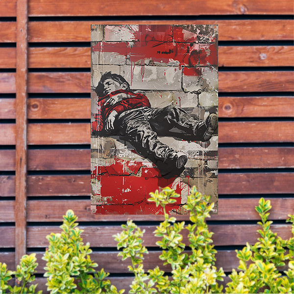 Slapende Jongen Tegen Graffiti Muur tuinposter