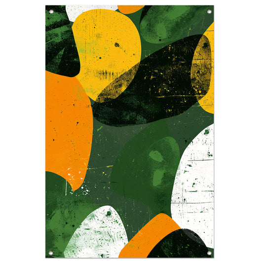 Abstract Kleurenexplosie op Groen tuinposter