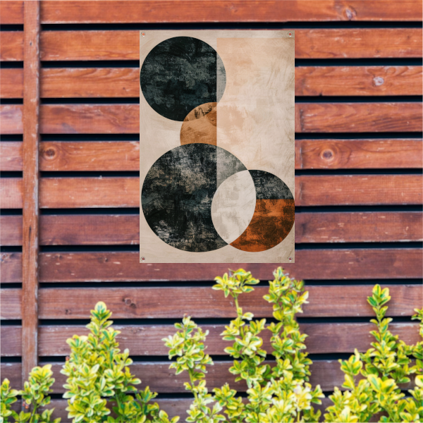Abstracte Samenspel van Cirkels en Lijnen tuinposter