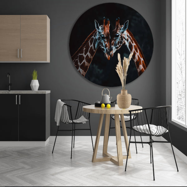 Twee giraffen in een intiem moment forex muurcirkel