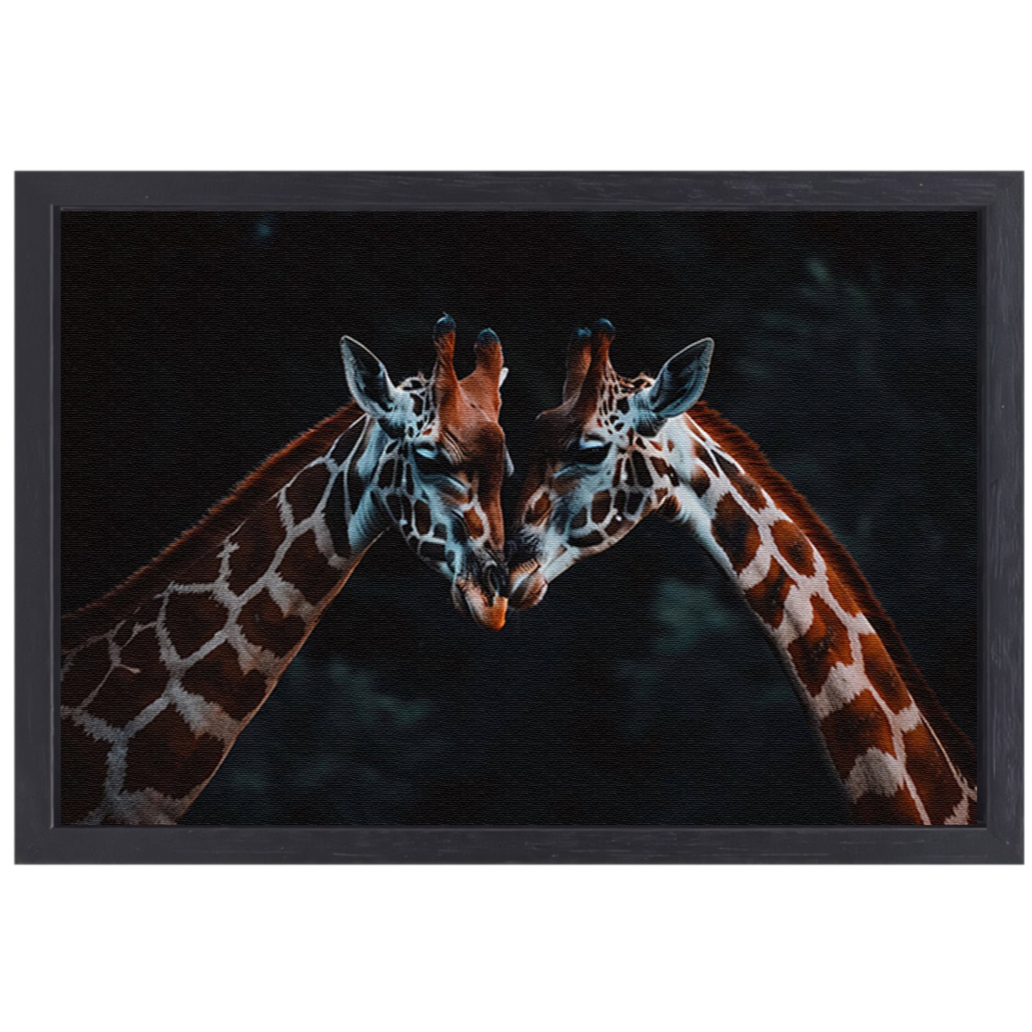 Twee giraffen in een intiem moment canvas met baklijst