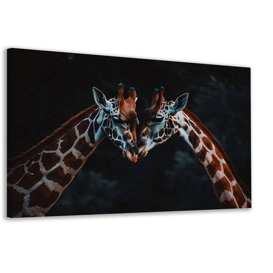 Twee giraffen in een intiem moment canvas