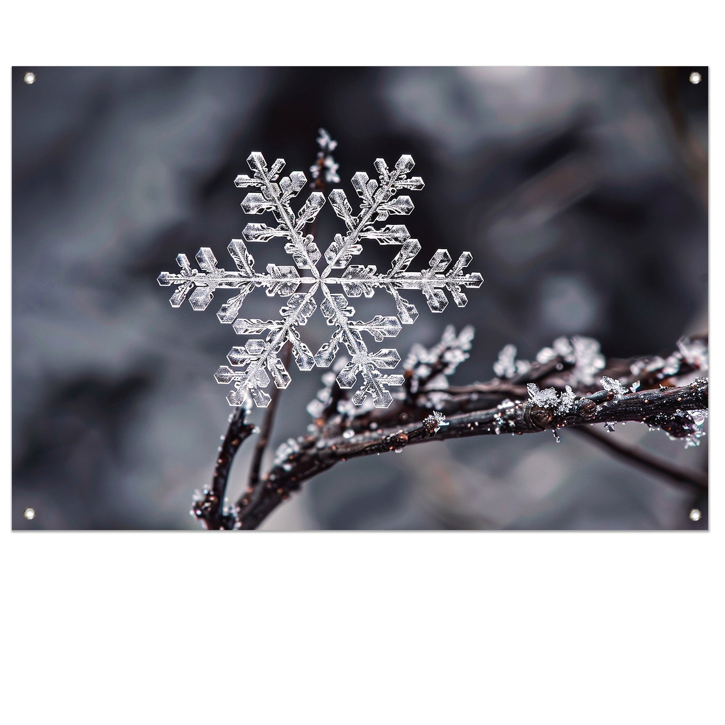 Macro opname van een enkele sneeuwvlok tuinposter