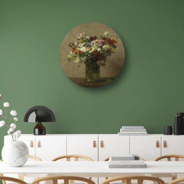 Stilleven met bloemen - Henri Fantin-Latour aluminium muurcirkel