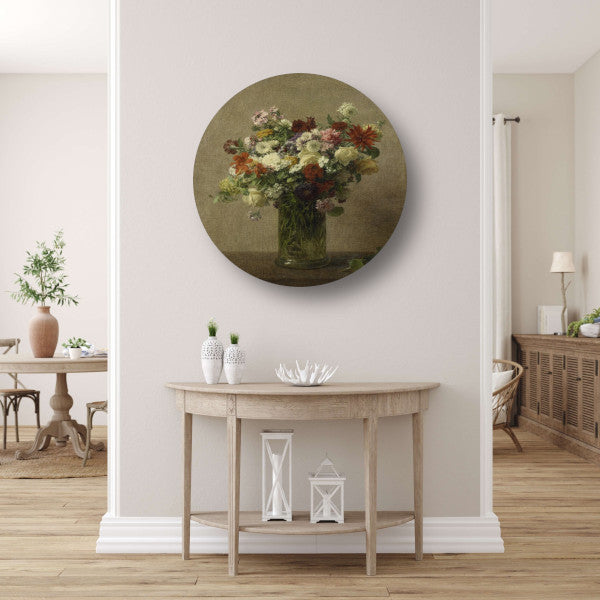 Stilleven met bloemen - Henri Fantin-Latour aluminium muurcirkel