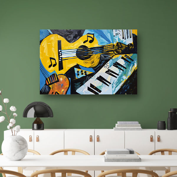 Abstracte muzikale vormen en kleuren poster