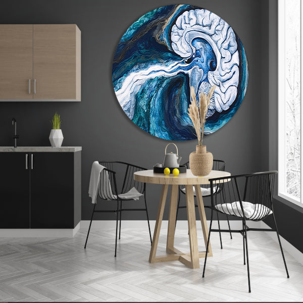 Surrealistisch Brein in Water aluminium muurcirkel