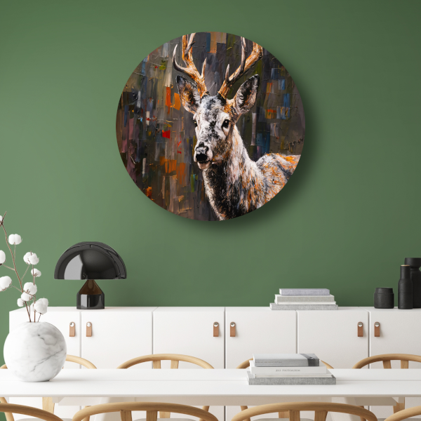 Abstract Expressionistisch Hert in Levendige Kleuren forex muurcirkel