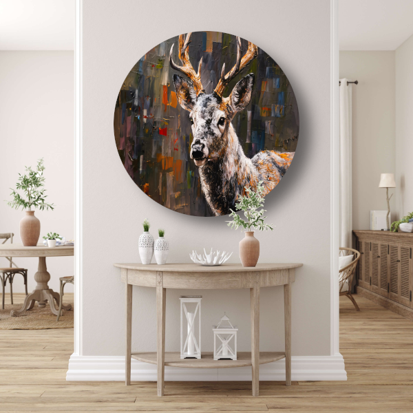 Abstract Expressionistisch Hert in Levendige Kleuren forex muurcirkel