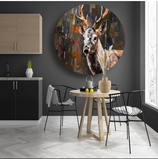 Abstract Expressionistisch Hert in Levendige Kleuren forex muurcirkel
