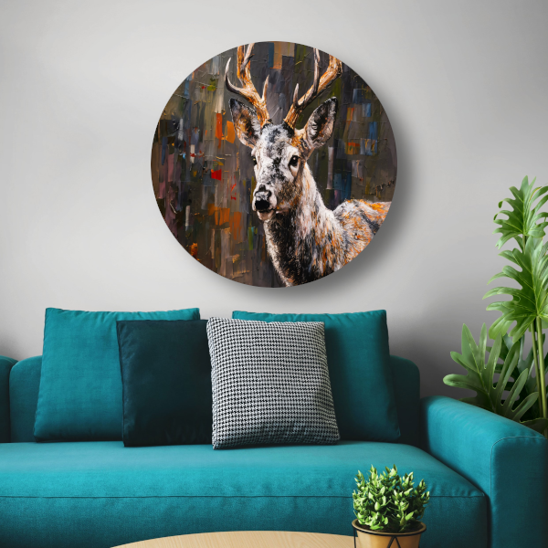 Abstract Expressionistisch Hert in Levendige Kleuren forex muurcirkel