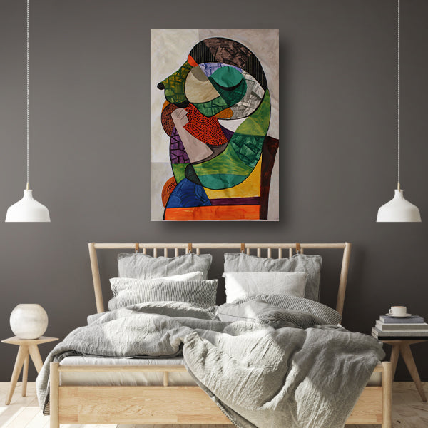 Abstract Kubistisch Portret in Levendige Kleuren canvas