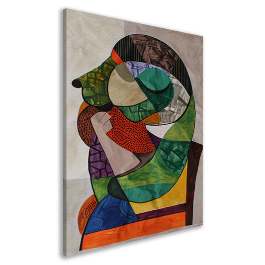 Abstract Kubistisch Portret in Levendige Kleuren canvas