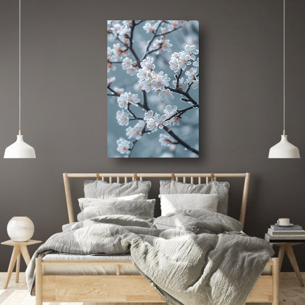 Bevroren Bloesems in de Ochtend canvas