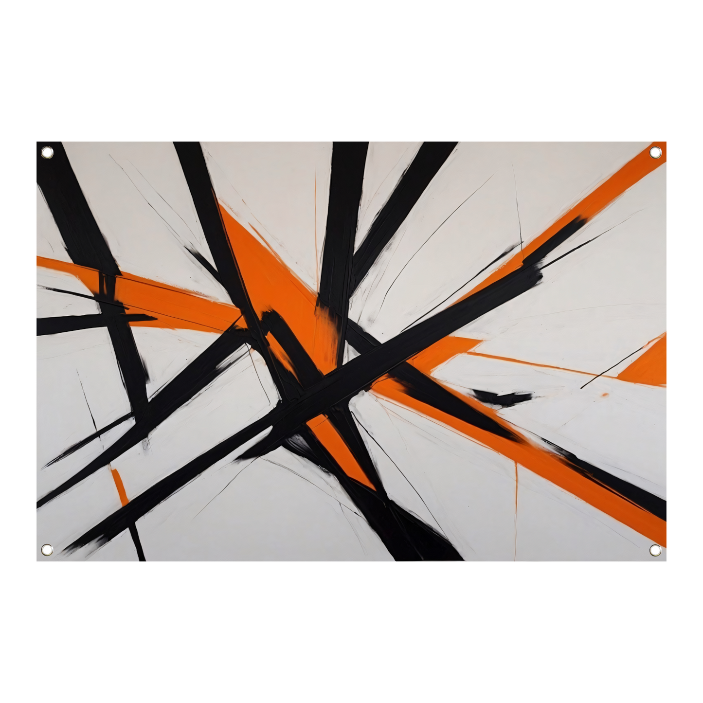 Dynamische Zwarte Lijnen met Oranje Accenten tuinposter