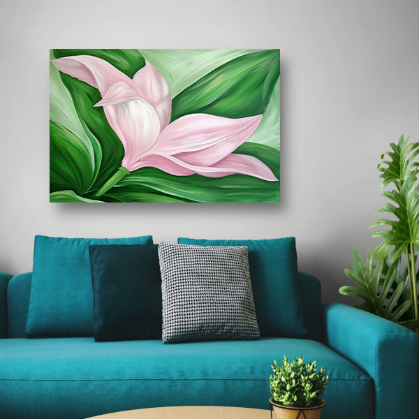Abstracte tulpenkunst met groene bladeren poster