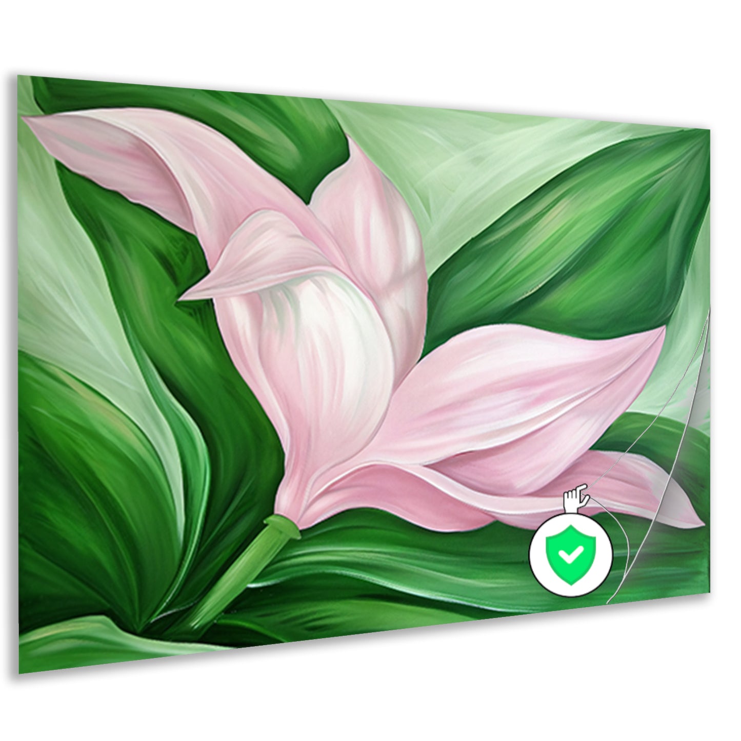 Abstracte tulpenkunst met groene bladeren poster