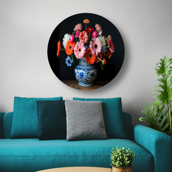 Uitgebreide collectie bloemen in een decoratieve vaas forex muurcirkel