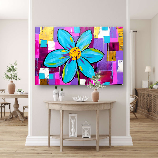 Kleurrijke bloem op abstracte achtergrondposter
