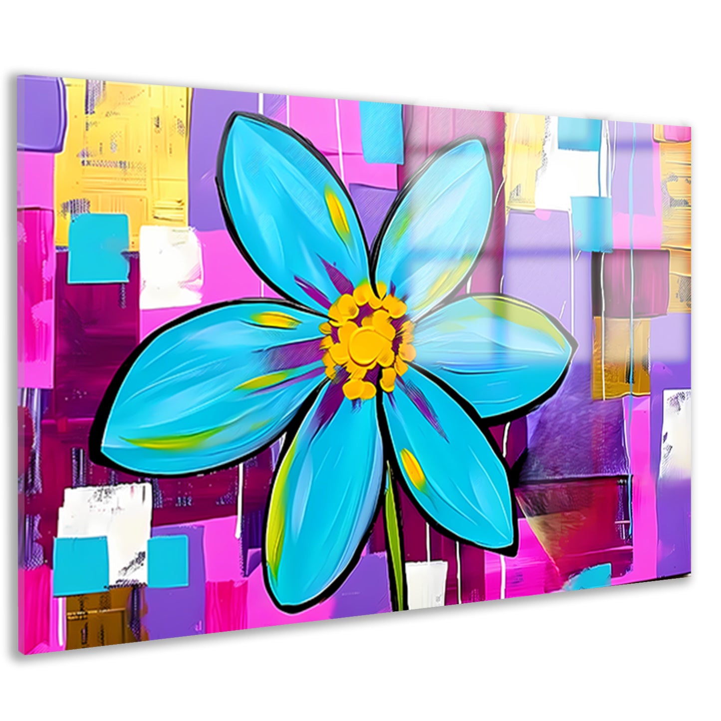 Kleurrijke bloem op abstracte achtergrond acrylglas