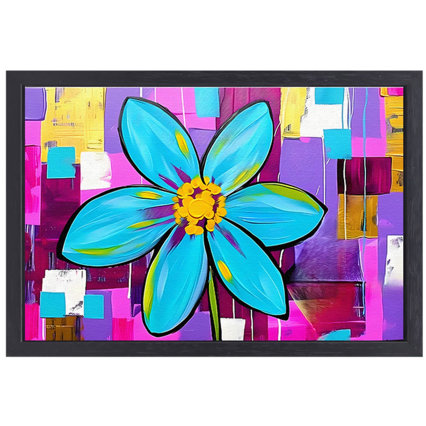 Kleurrijke bloem op abstracte achtergrond canvas met baklijst