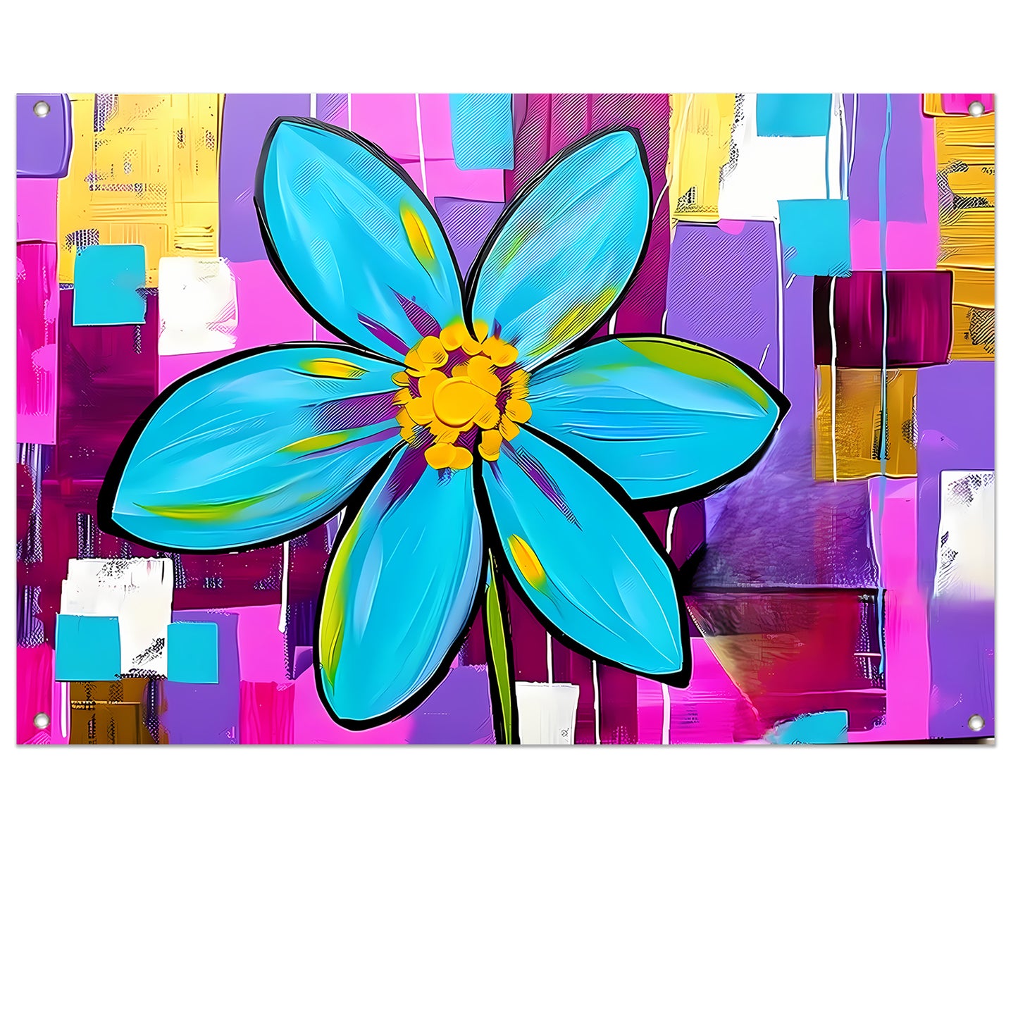 Kleurrijke bloem op abstracte achtergrond tuinposter