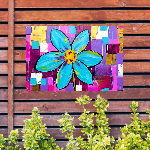 Kleurrijke bloem op abstracte achtergrond tuinposter