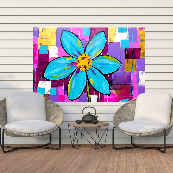 Kleurrijke bloem op abstracte achtergrond tuinposter