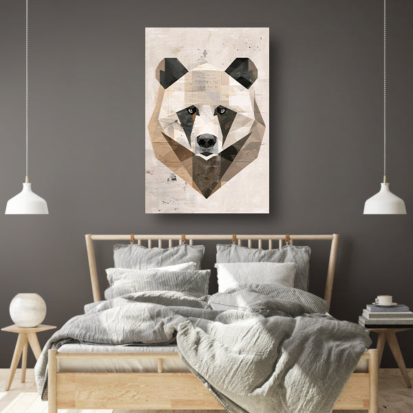 Abstracte Beer in Geometrische Kubistische Stijl poster