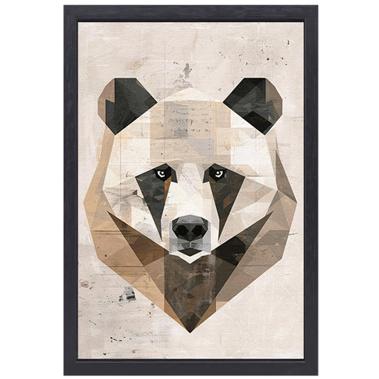 Abstracte Beer in Geometrische Kubistische Stijl canvas met baklijst