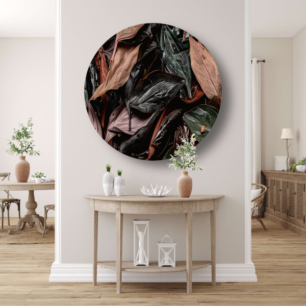 Abstracte Bladeren Compositie forex muurcirkel
