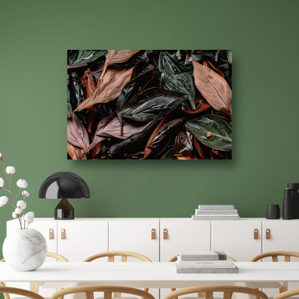 Abstracte Bladeren Compositie canvas met baklijst