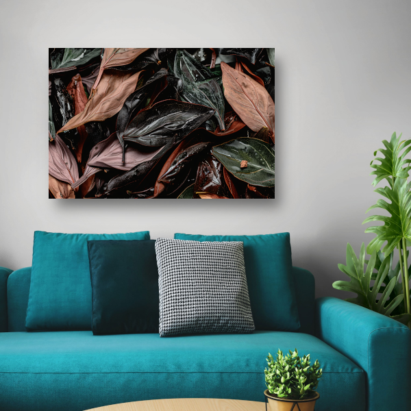 Abstracte Bladeren Compositie canvas met baklijst