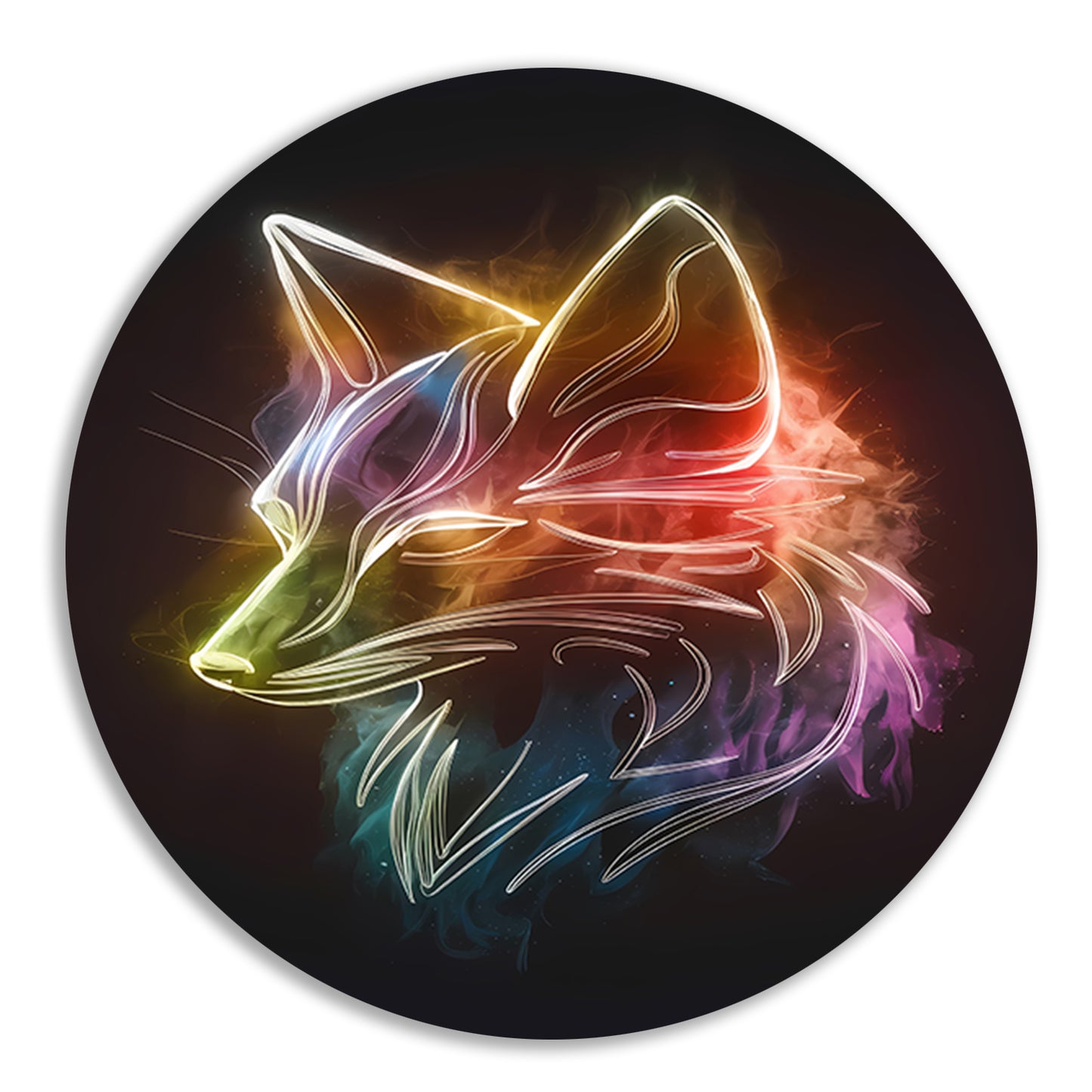 Abstracte Vos in Kleurrijke Nevel aluminium muurcirkel