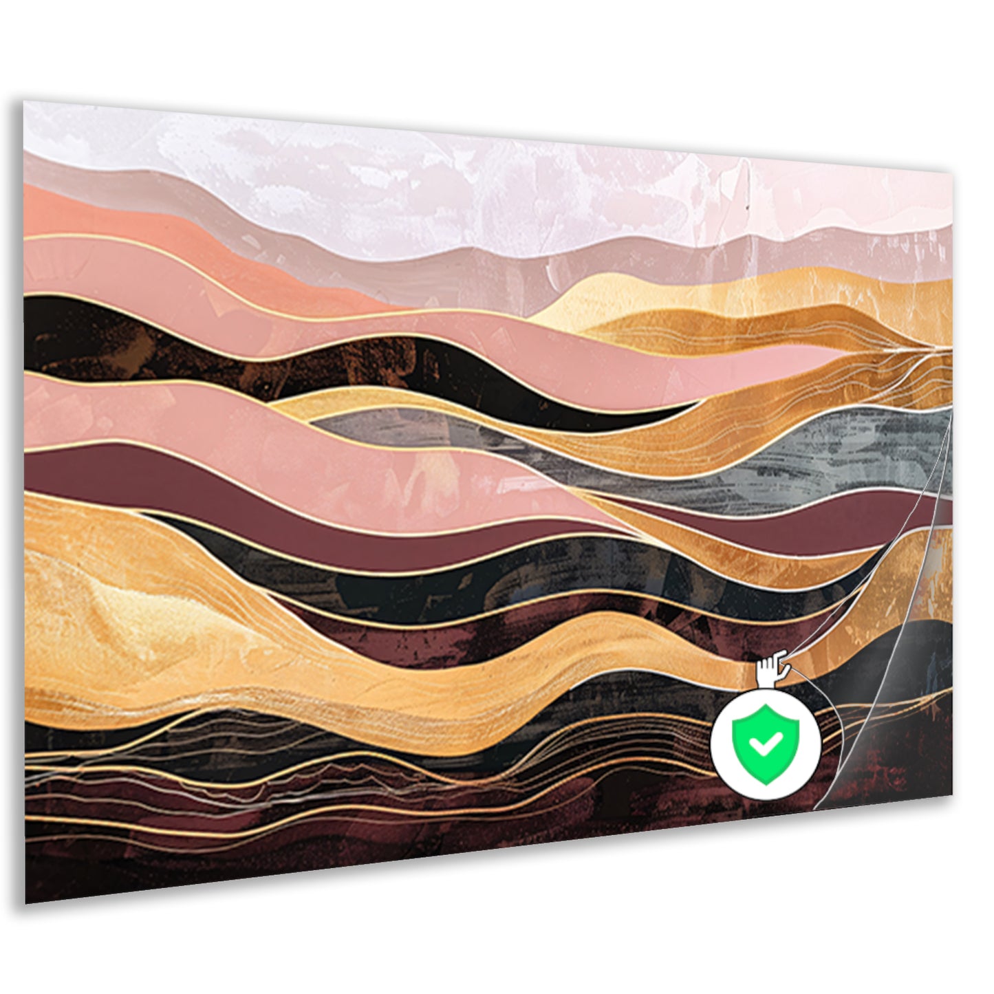 Abstracte golven in warme tinten schilderij poster