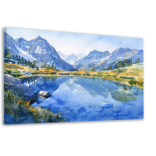 Serene Bergmeren met Reflecties in Aquarel   canvas