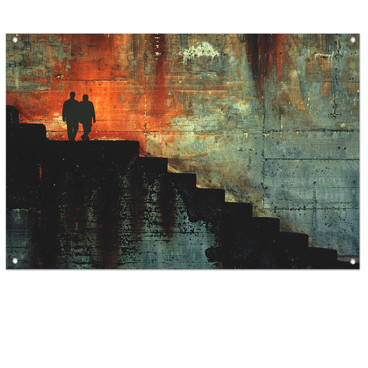 Schaduwen en Lichtspel op Oude Trap tuinposter