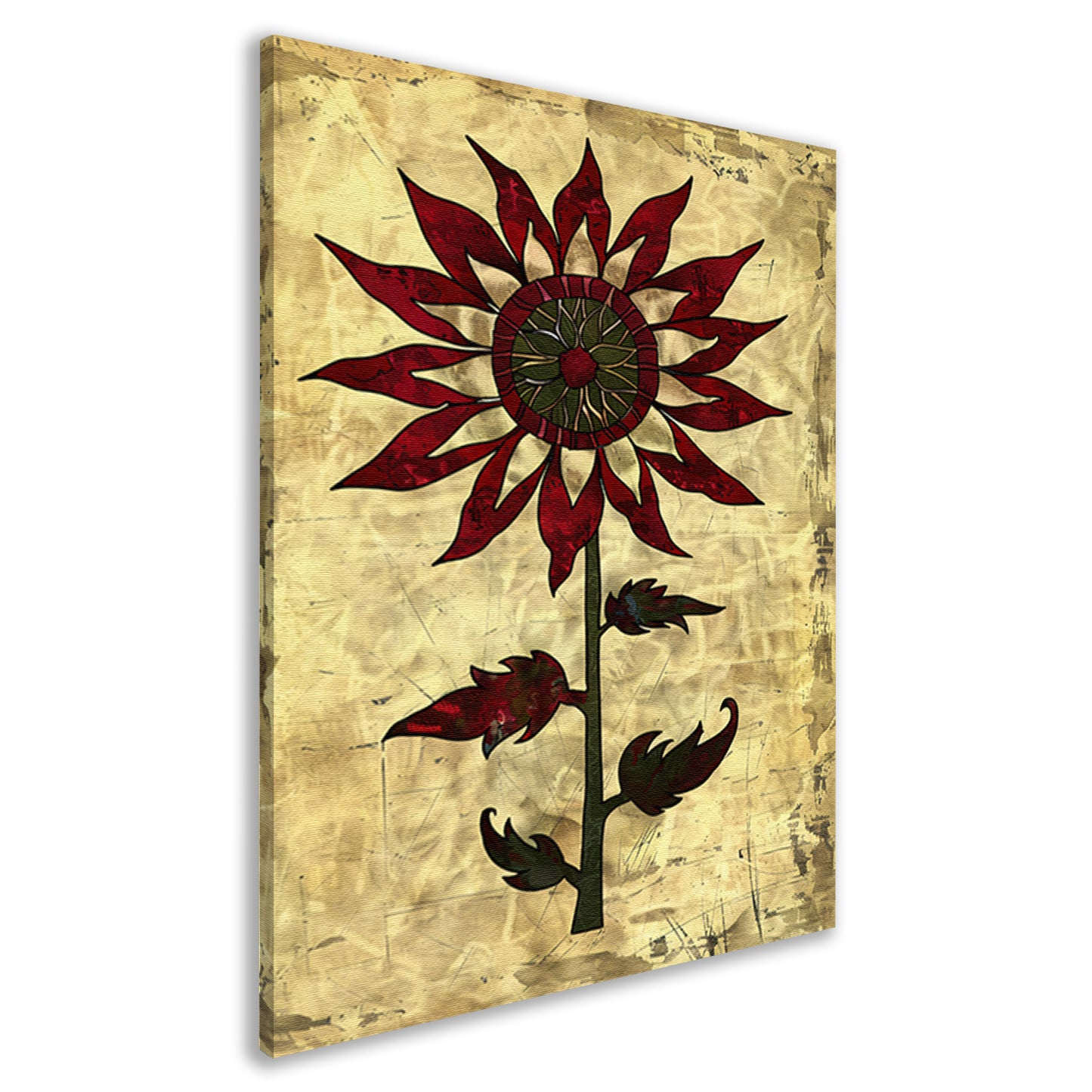 Digitale kunst zonnebloem op vintage achtergrond canvas