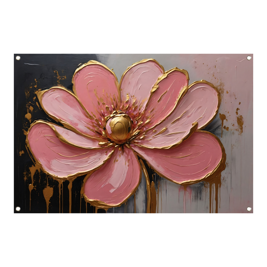 Roze Bloesem met Gouden Accenten tuinposter