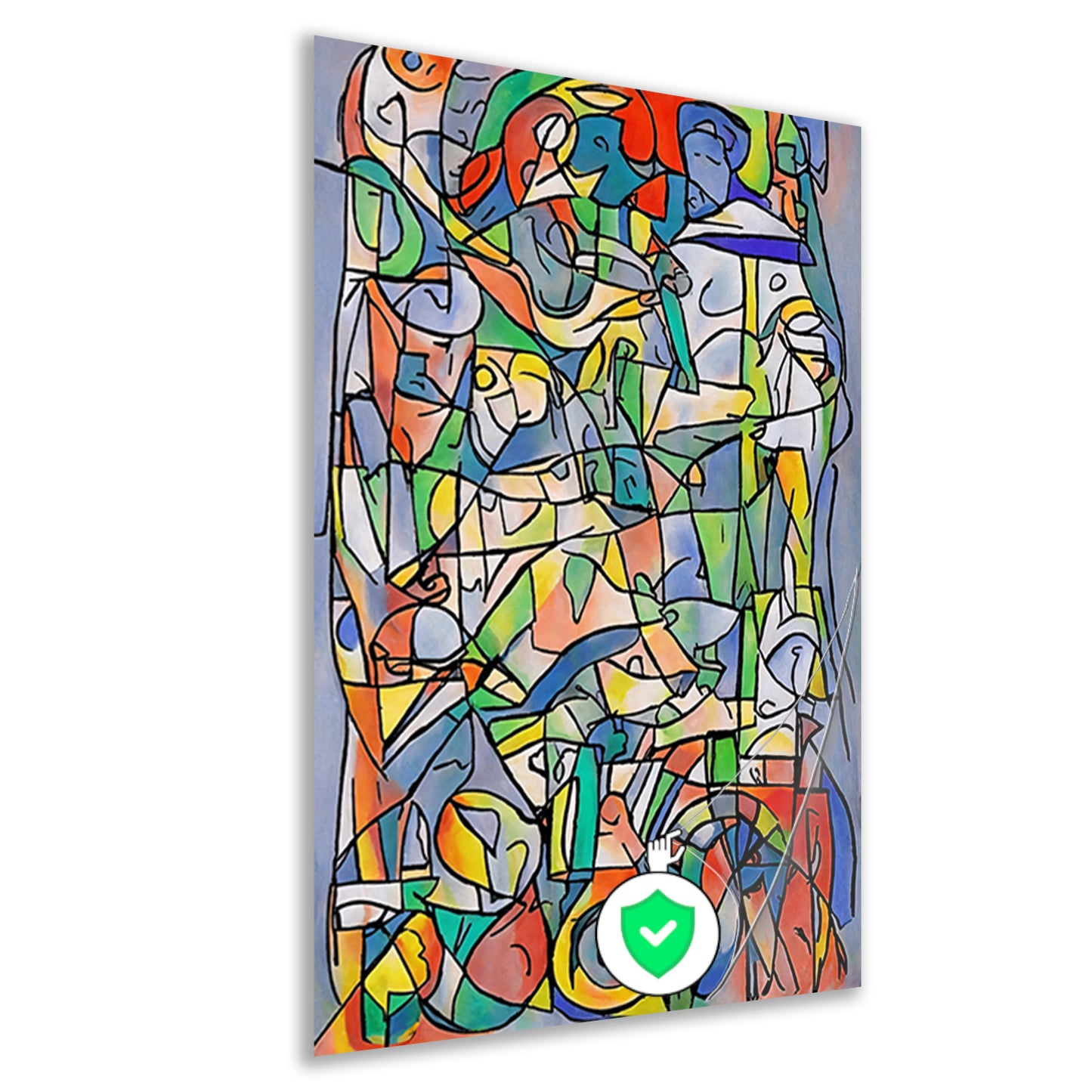Abstracte kleurrijke figuren en vormen schilderij poster