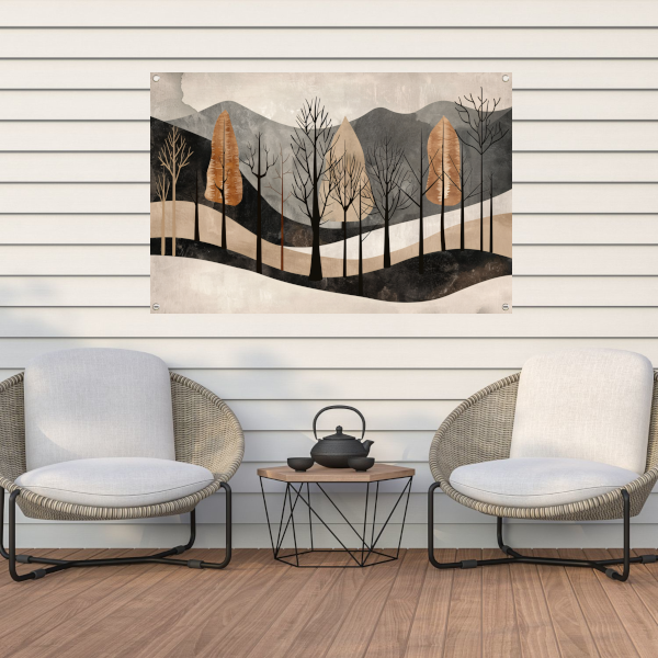 Geometrische interpretatie van natuur en stilte tuinposter