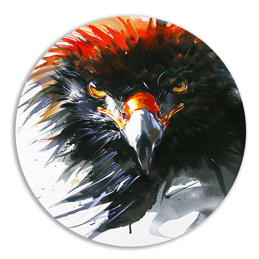 Abstracte kleurrijke aquarel van een adelaar aluminium muurcirkel